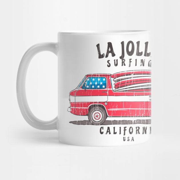La Jolla, California Patriotic Surfing by Contentarama